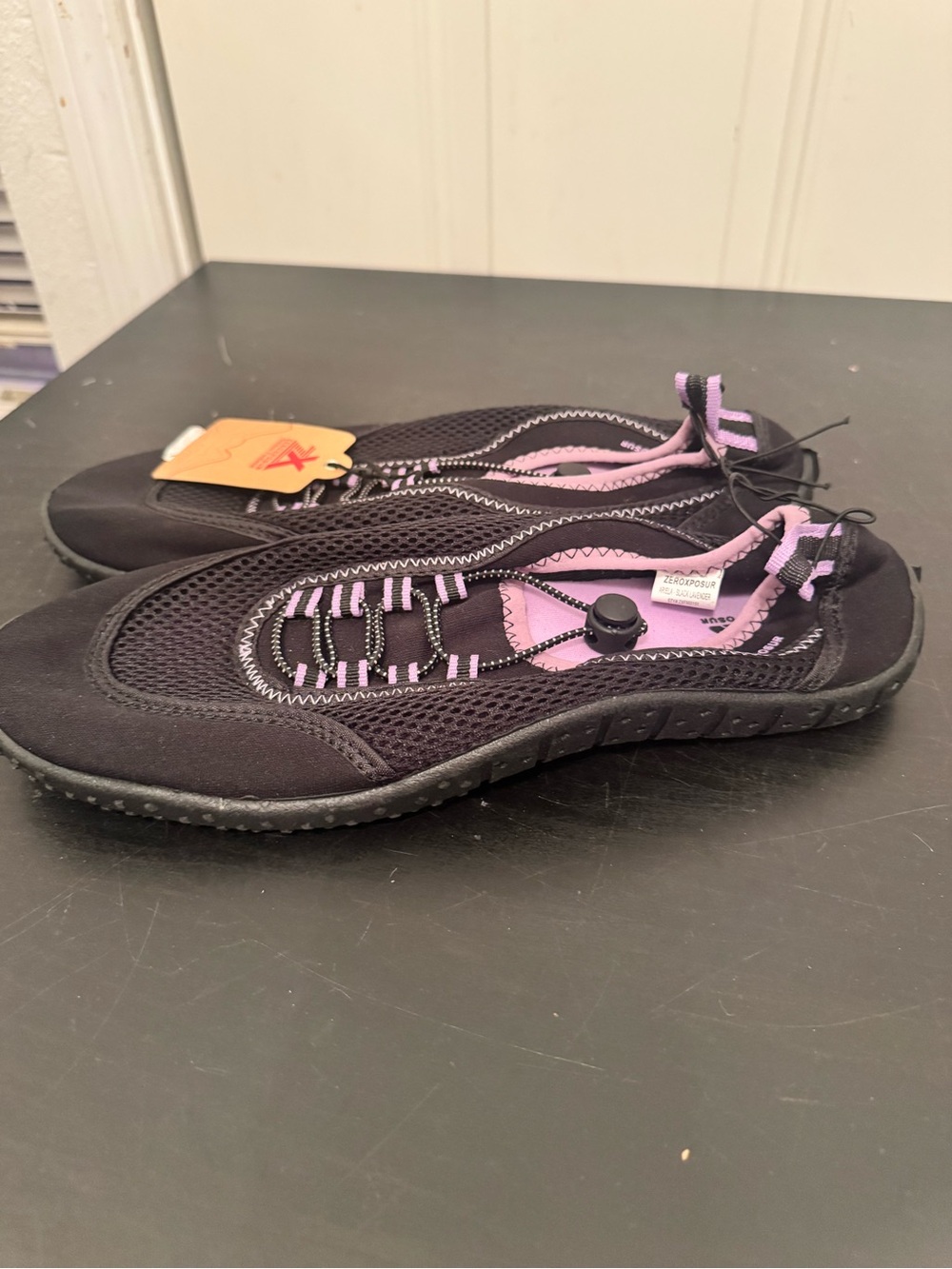 ZeroXposur Women’s Water Shoes Ariela Black Lavender Purple NWT Size 10